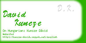 david kuncze business card